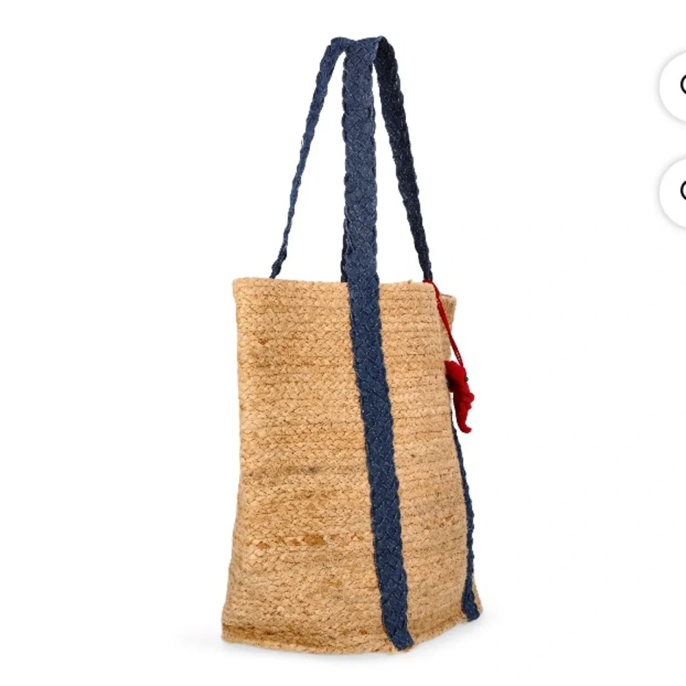 🦞Beach Icons Large Woven Jute Tote Bag 